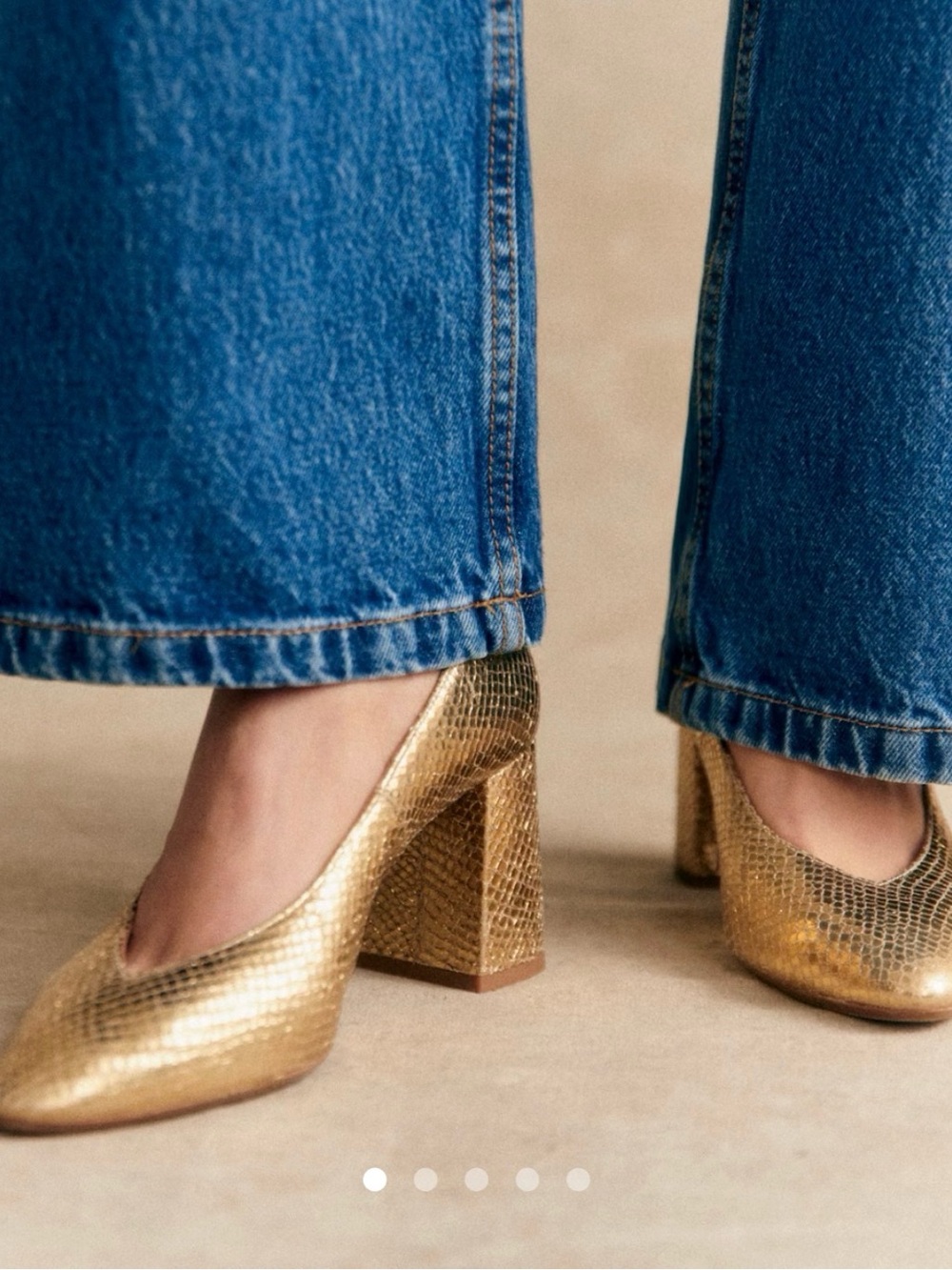 Sézane “Alice” heels in embossed gold - size 39 (us 8)